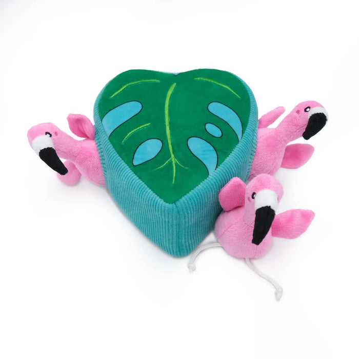 ZippyPaws Burrow Flamingo in Monstera Soft Dog Toy