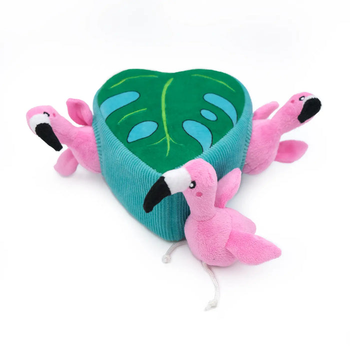 ZippyPaws Burrow Flamingo in Monstera Soft Dog Toy