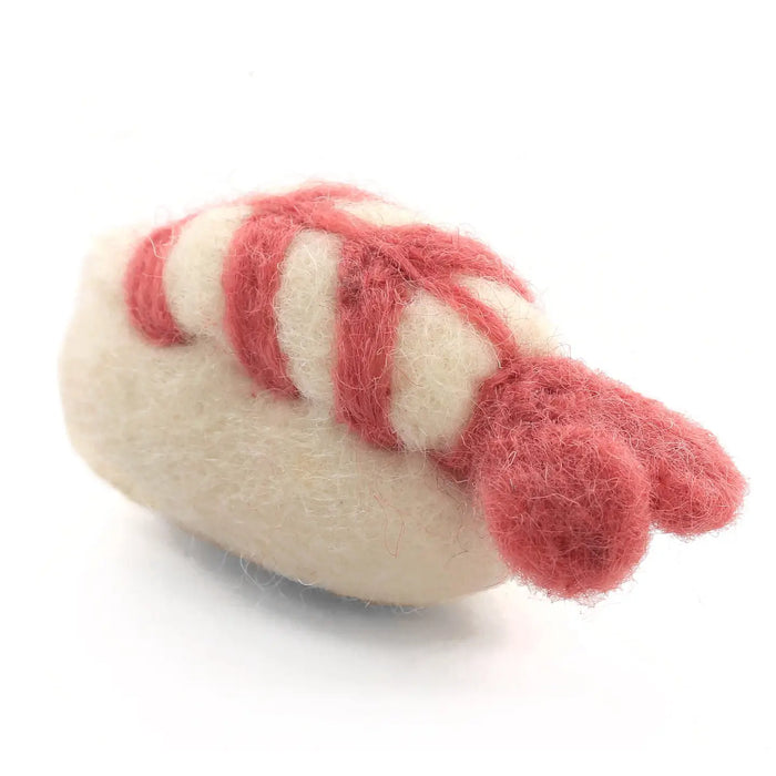 The Foggy Dog Nepalese Felted Wool Cat Toy - Prawn Nigiri