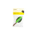 A packaged cat toy shaped like a green caterpillar on a brown twig, sealed in a clear plastic bag with a yellow and cream header card. The brand name 'FUZZ' is visible on the packaging.