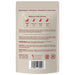 Back of a dog food packaging with text and branding on a beige background