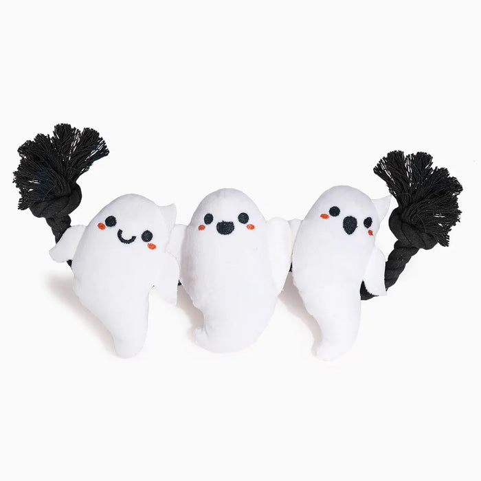 Hugsmart Halloween 3 Ghost Rope Dog Toy - Glow in the Dark