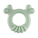 Green teething ring on a white background