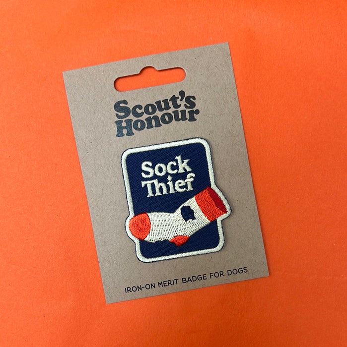 "Sock Thief" Iron-On Patch Dog Accessory