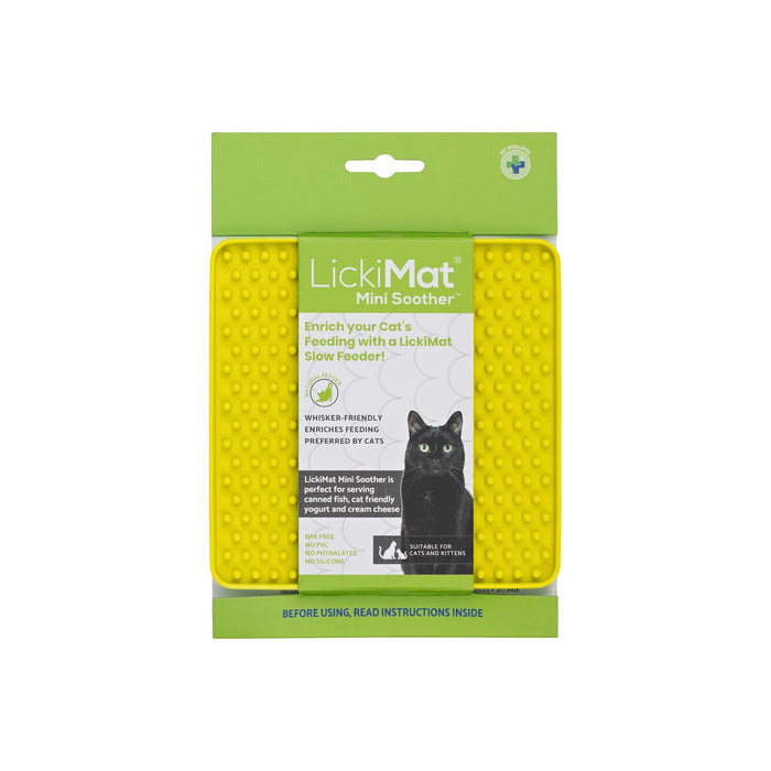 LickiMat Mini Soother packaging with a green background
