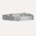 Grey dog collar with brand name on a white background