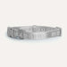 Grey dog collar with a pattern on a white background