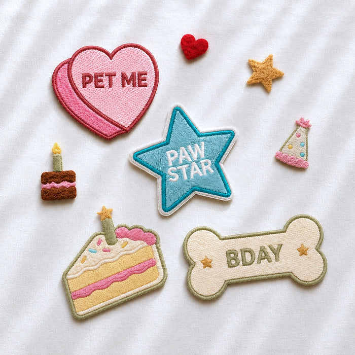 Nooee Pet Birthday Dog Gift, Peel & Stick Embroidered Patch Set