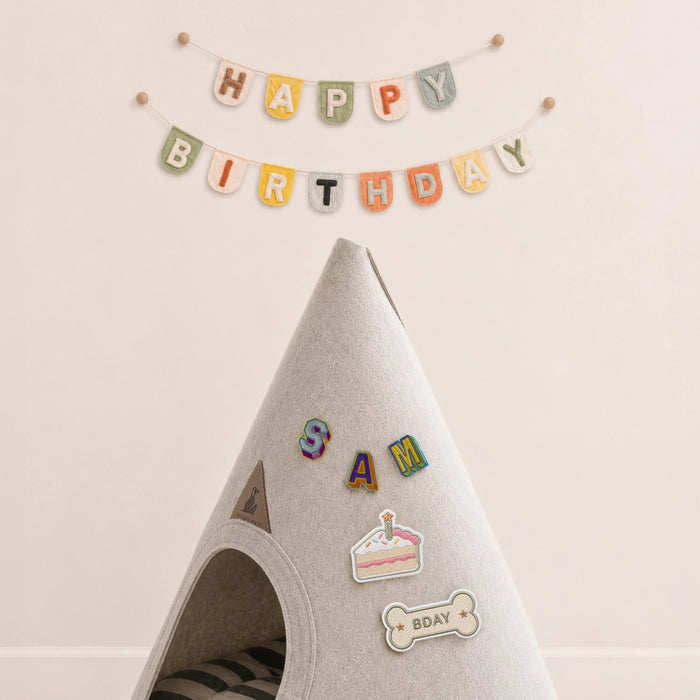 Nooee Pet Birthday Dog Gift, Peel & Stick Embroidered Patch Set