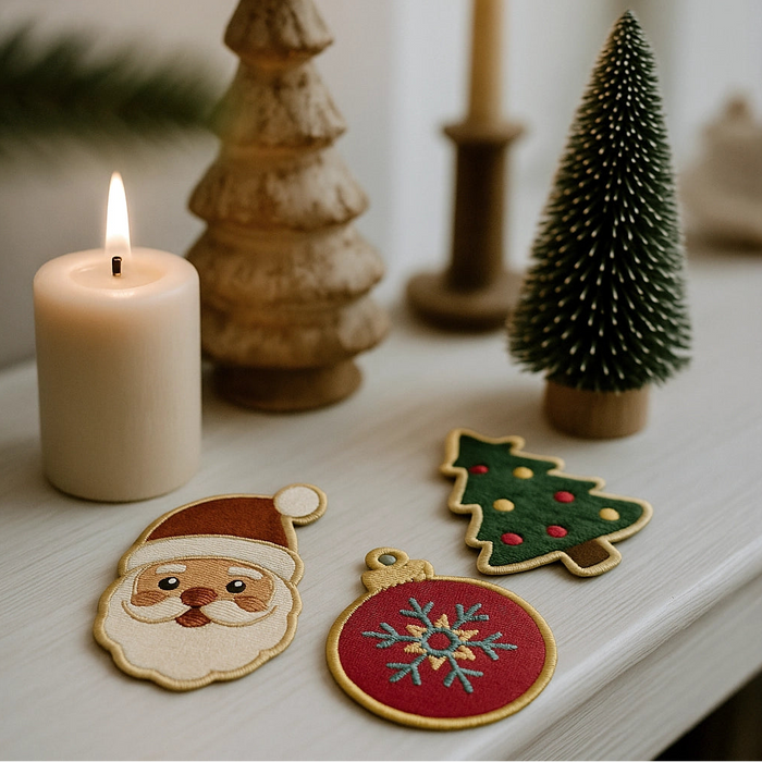 Nooee Pet Christmas Dog Gift, Peel & Stick Embroidered Patch Set