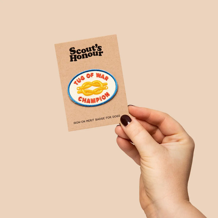 Scout's Honour, Tug of War Champion, Iron-On Patch for Dogs & Cats