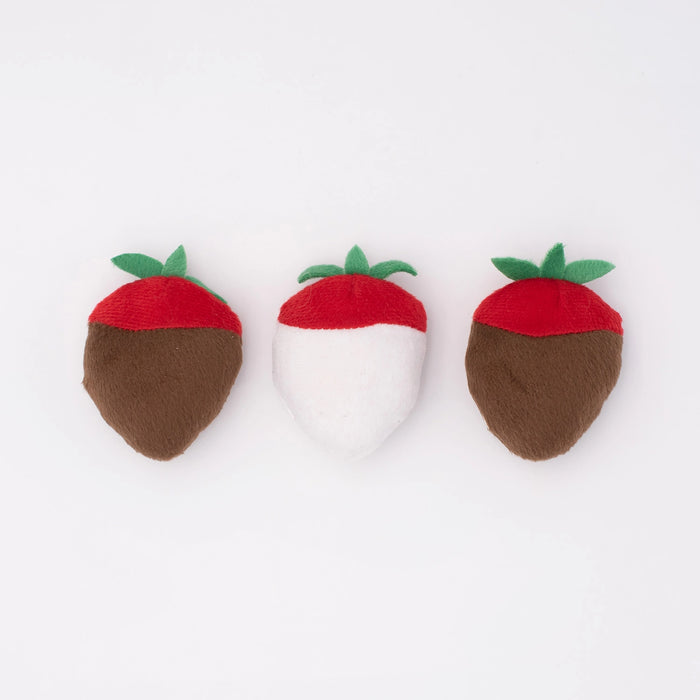 Chocolate Covered Strawberries (3 pack) Soft Squeaky Toys for Dogs and Burrow Toys