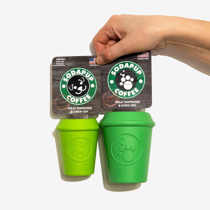 Sodapup Coffee Cup Rubber Chew Toy and Treat Dispenser