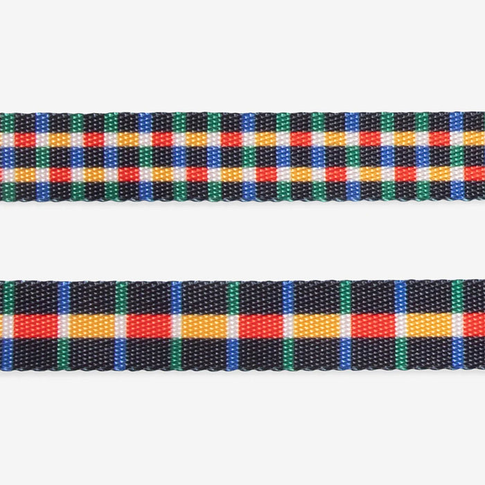 Multicolored plaid fabric on a white background