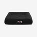 Black pet bed with a brand logo on a white background