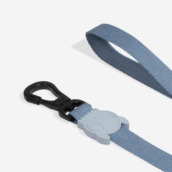 Light blue lanyard with a black carabiner on a white background