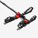Black cat leash with red clips on a white background