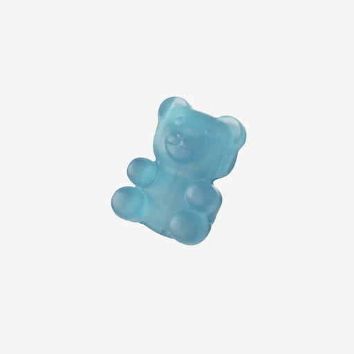Blue gummy bear on a white background