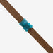 Brown lead with a blue gummy bear charm on a white background