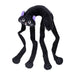 A black cat-shaped plush toy with long legs, purple ears, and a white embroidered face, shown on a plain white background.