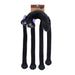 Black cat-shaped toy with long legs on a white background