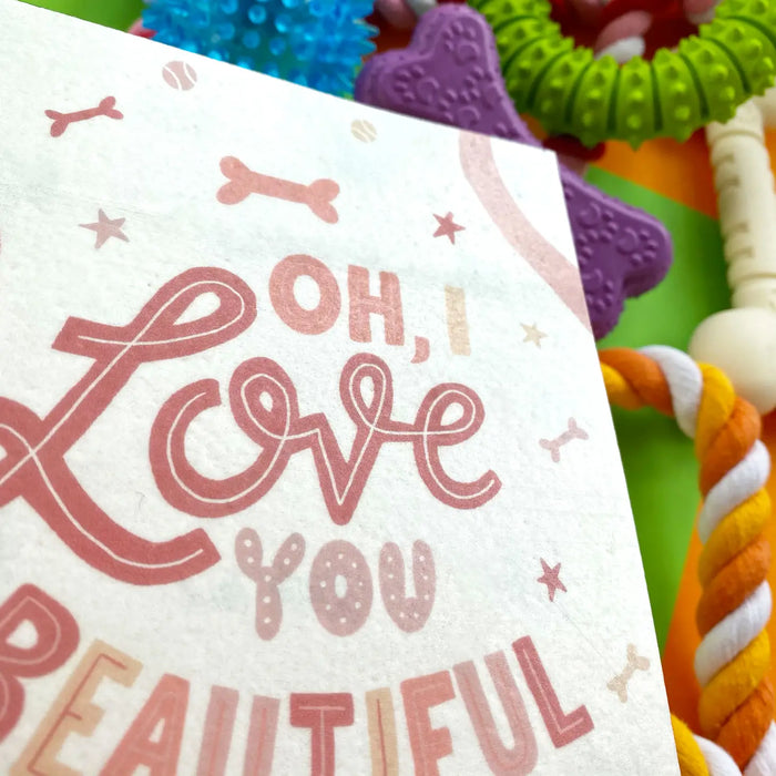 "Oh I Love You Beautiful" Peanut Flavoured Edible Card for Dogs