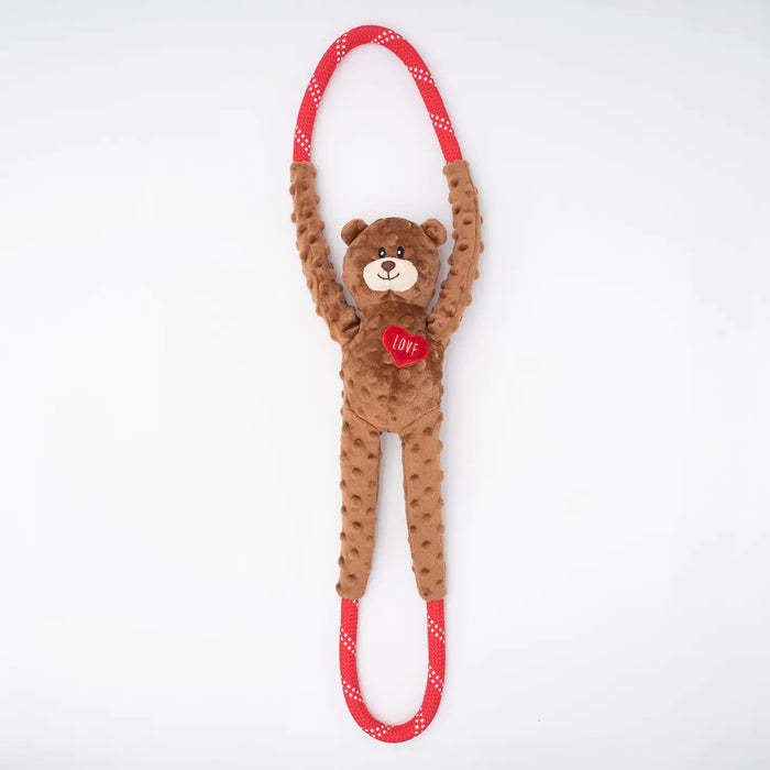 RopeTugz® Love Heart Bear Rope Tug Dog Toy with Squeaker
