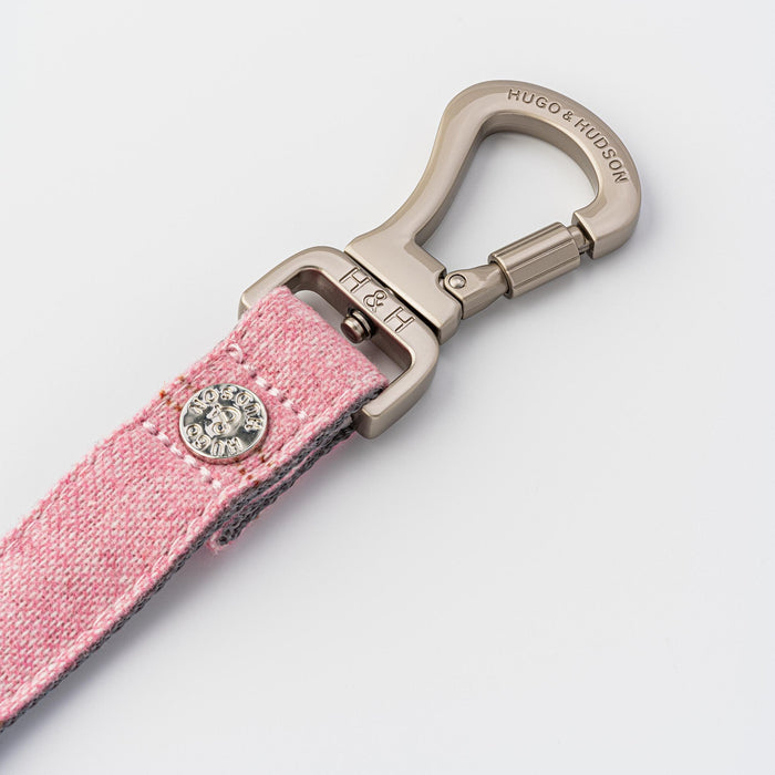 Pink Checked Tweed Lead for Dogs