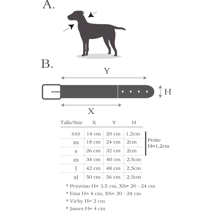 Sizing Chart for Buddy's Dog Wear Collars