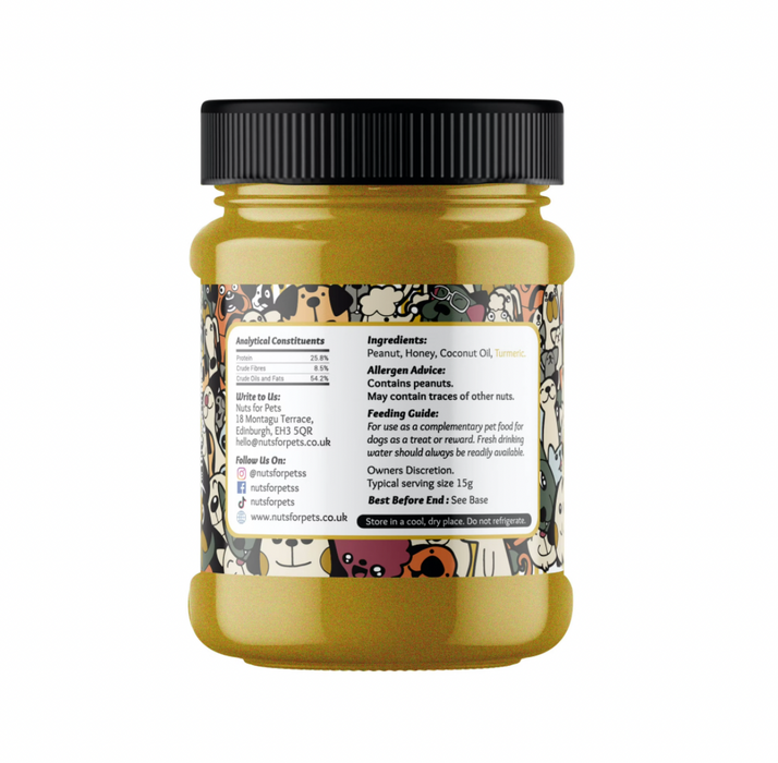 The ingredient side of the poochbutter label is shown on a white background