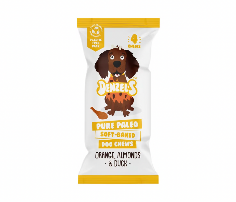 A packet of Denzel's pure paleo dog chews