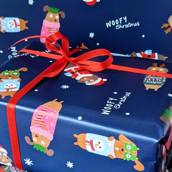 Sausage Dogs Woofy Christmas Gift Wrap 4-Sheets (50x70cm)