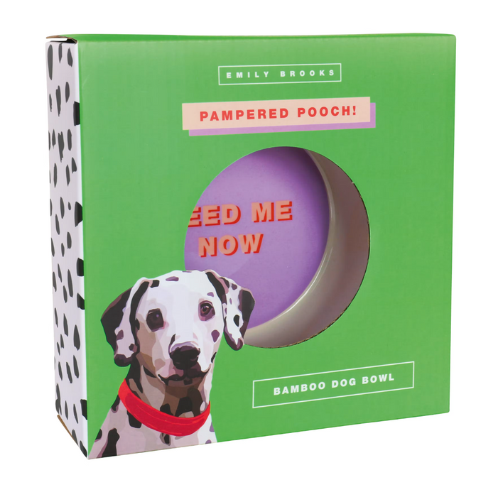 Bamboo "Feed me now" Dog Bowl